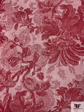 Ornate Regal Floral Printed Silk Chiffon - Red / White