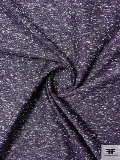 Italian Tightly Woven Tweed-Look Metallic Brocade - Eggplant Purple / Silver