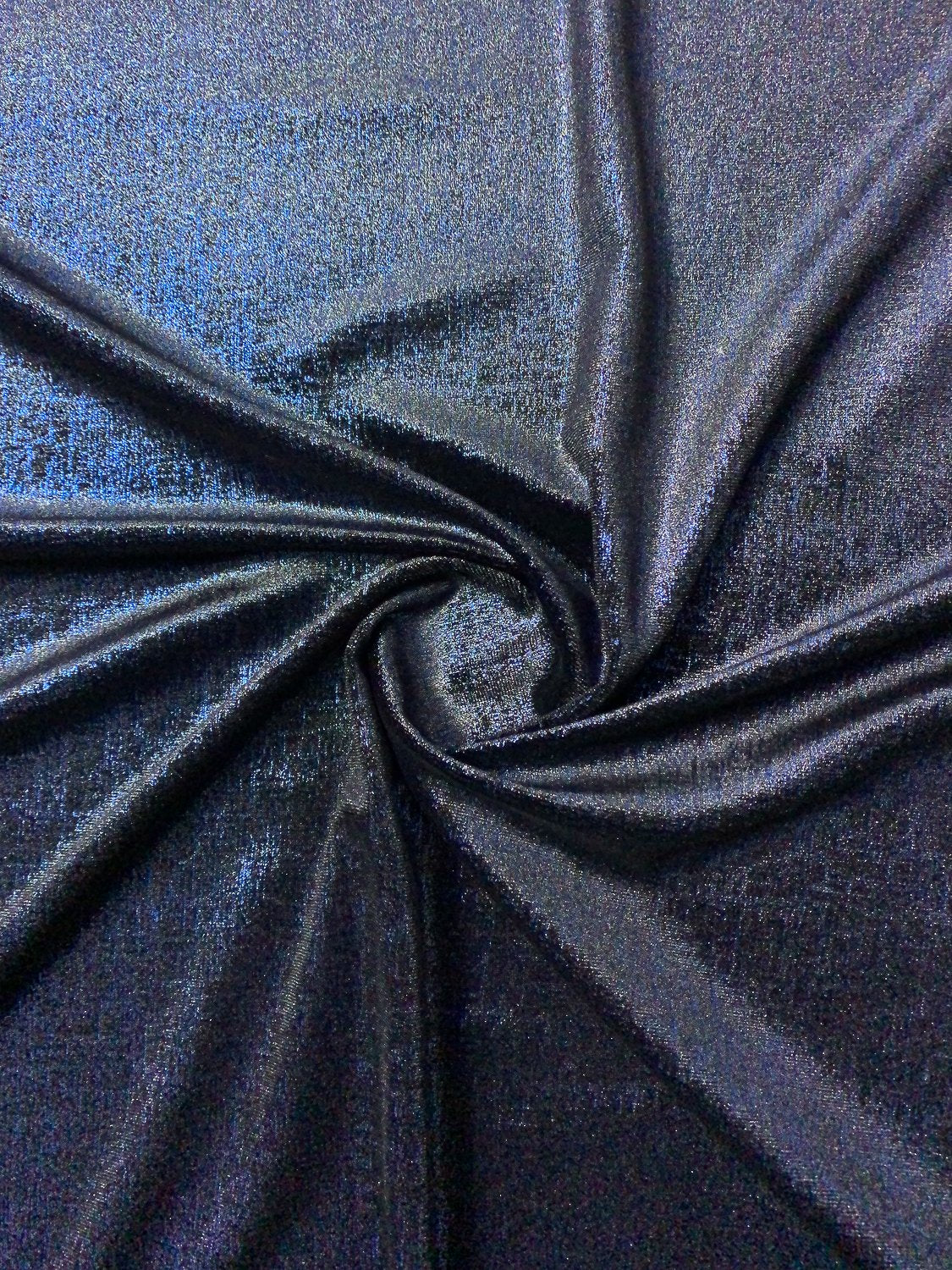 Shimmery Stretch Polyester Velvet - Metallic Blue/Black | FABRICS ...