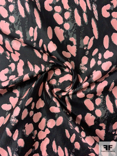 Italian Animal Pattern Silk Blend Jacquard Brocade - Pink / Black / Grey