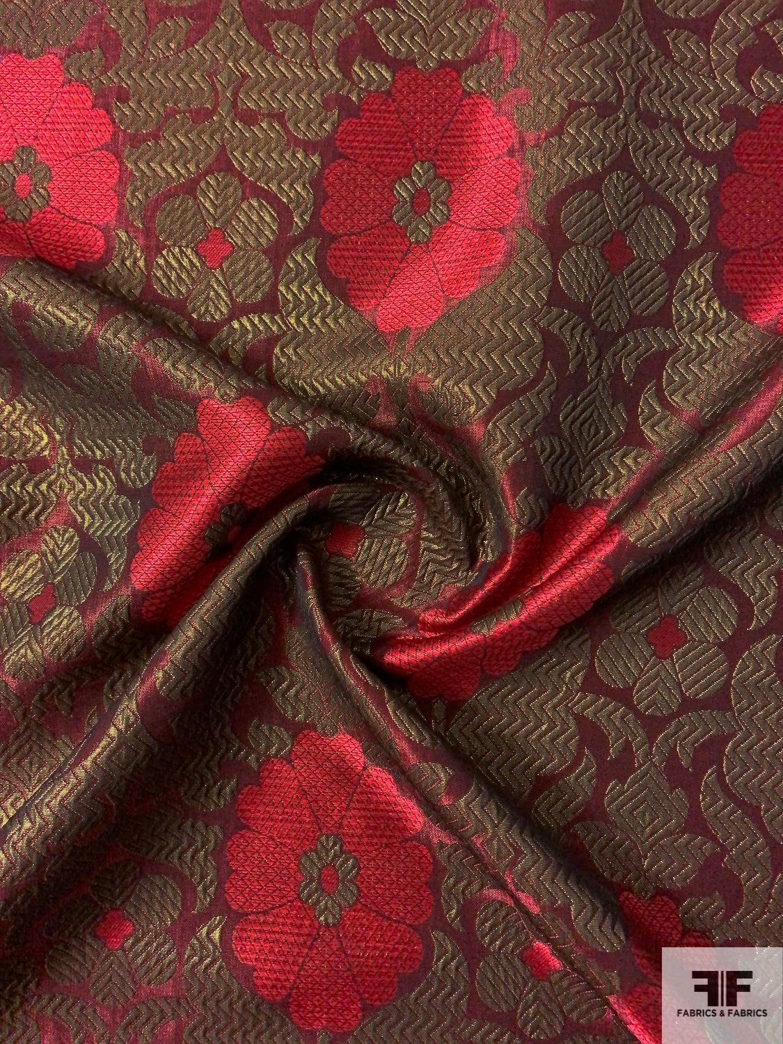 Regal Floral Reversible Metallic Brocade - Maroon/Antique Brushed Gold ...