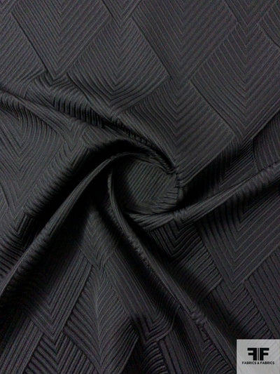 Italian Art Deco Chevron-Like Brocade with Slight Sheen - Black