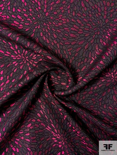 Italian Bloomed Floral Brocade - Magenta / Black