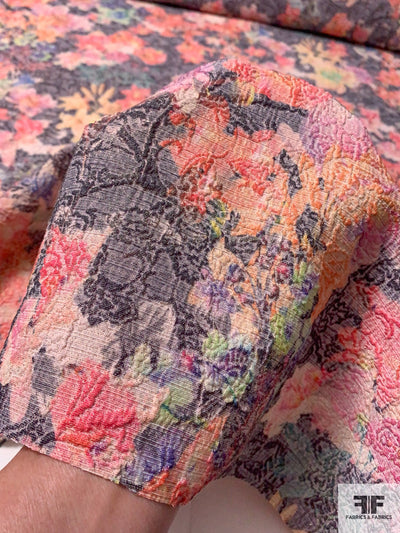 Dreamy Floral Stretch Metallic Brocade - Multicolor