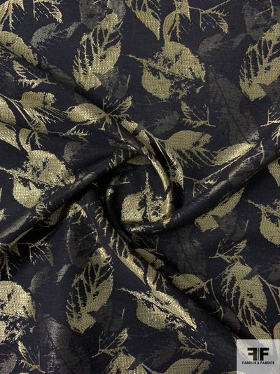 Leaf Pattern Metallic Brocade - Gold / Black