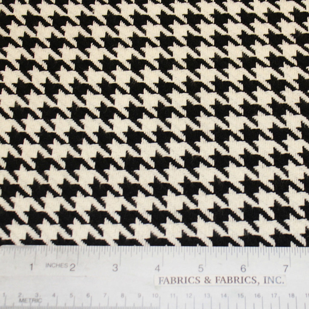 Black/White Abstract Wool Houndstooth - Fabrics & Fabrics