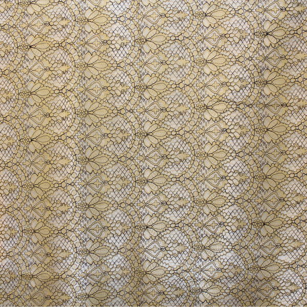 Yellow/Blue Floral Chantilly Lace - Fabrics & Fabrics