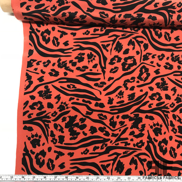 Mixed Animal Printed Crepe De Chine - Orange/Black – Fabrics & Fabrics