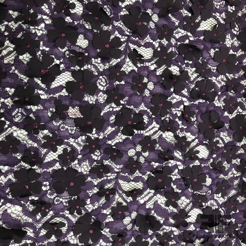 3D Floral Lace - Deep Purple – Fabrics & Fabrics