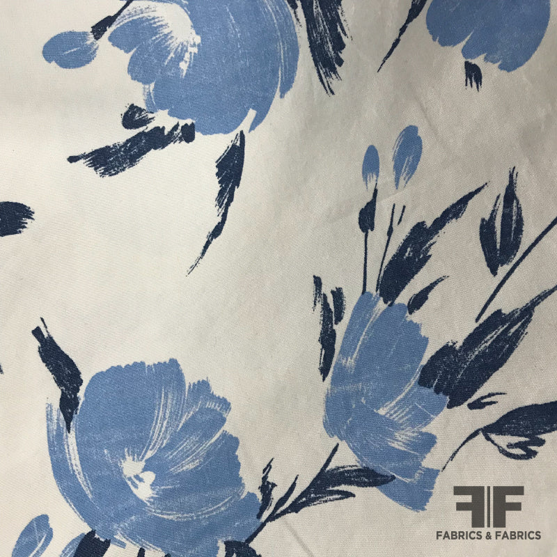 Ralph Lauren Floral Silk Shirting - Blue/Metallic – Fabrics & Fabrics