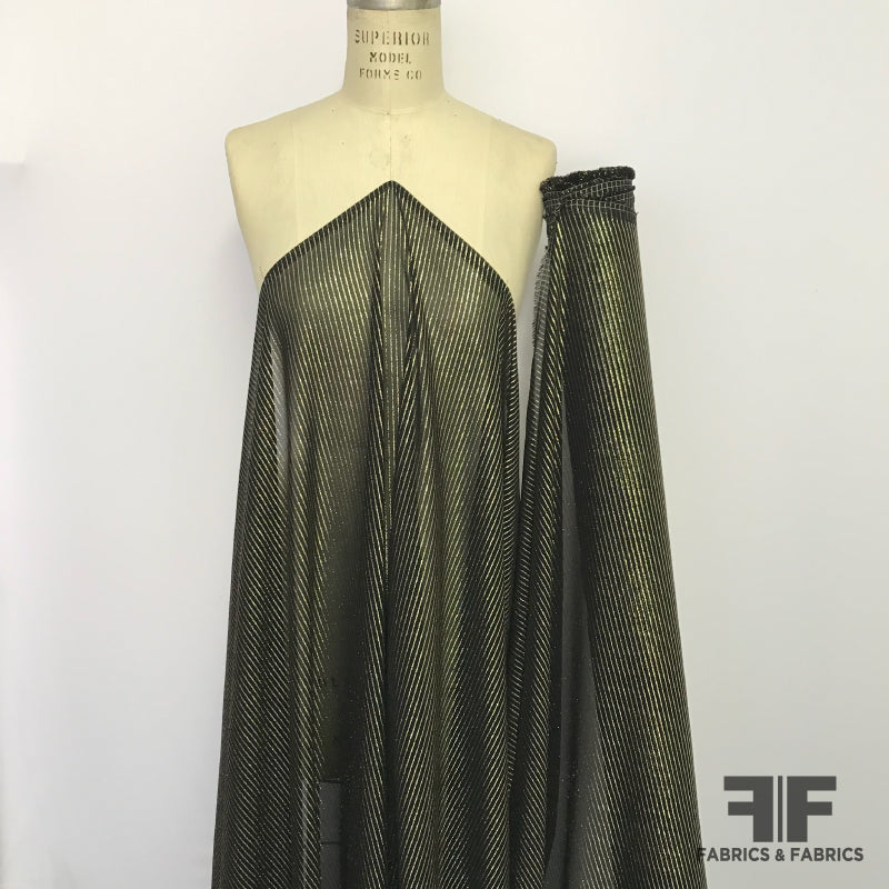 Metallic Italian Striped Silk Chiffon - Gold/Black – Fabrics & Fabrics