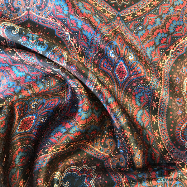 Paisley Silk & Wool Blend - Maroon/Multicolor – Fabrics & Fabrics