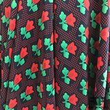 Tulip Floral Printed on Silk Charmeuse - Red/Green/Navy