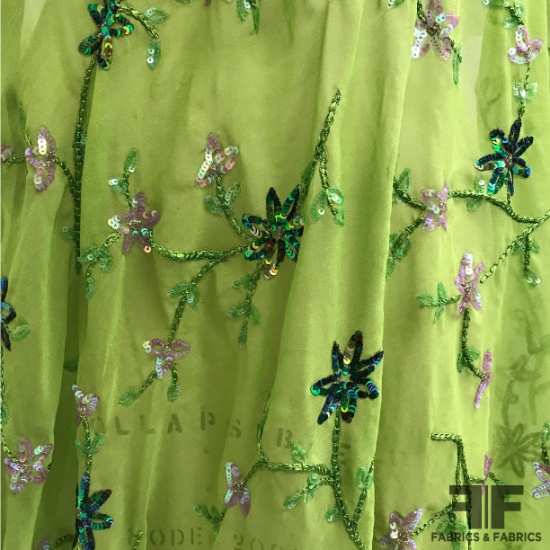 embroidered silk chiffon fabric