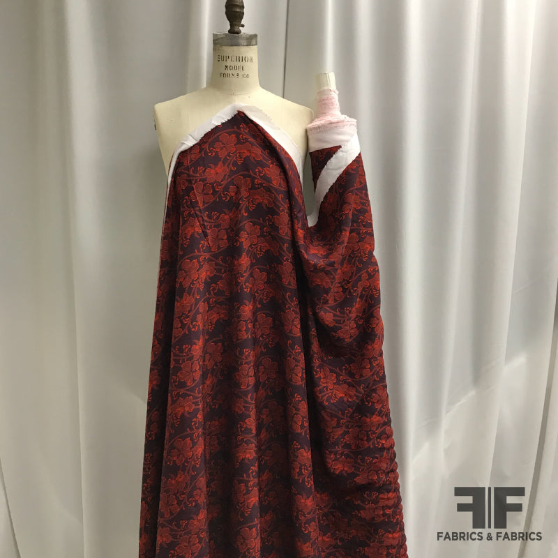 Floral Printed Rayon Twill - Maroon / Red – Fabrics & Fabrics