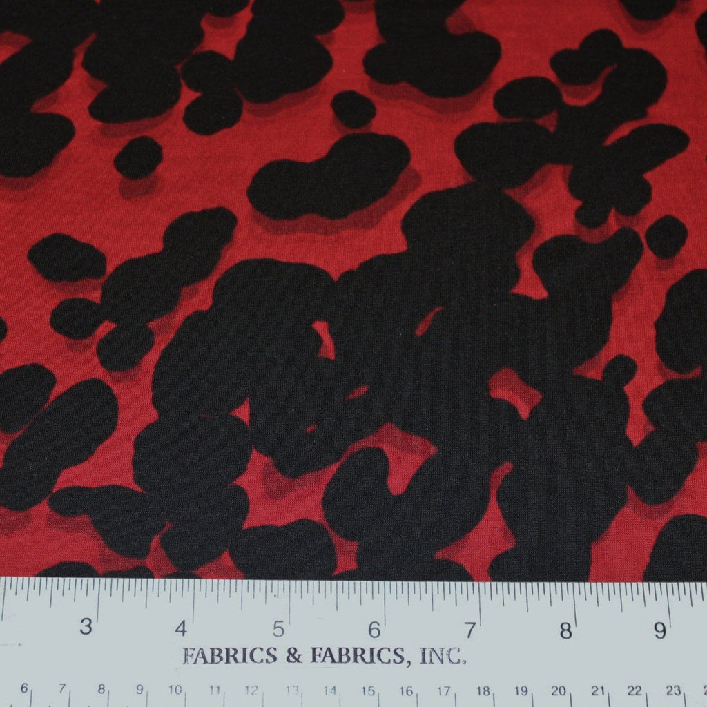 Red/Black Abstract Dotted Printed Knit - Fabrics & Fabrics