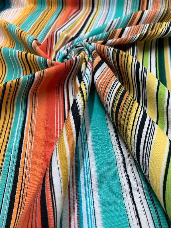 Southwestern Striped Stretch Printed Cotton - Orange / Teal / Yellow ...