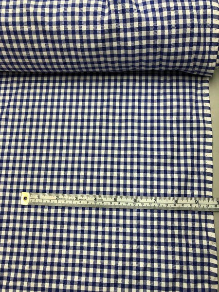 Italian Small Gingham Check Yarn Dyed Cotton Shirting - Blue / White ...