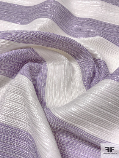 Christian Siriano Italian Striped Metallic Brocade - White / Purple