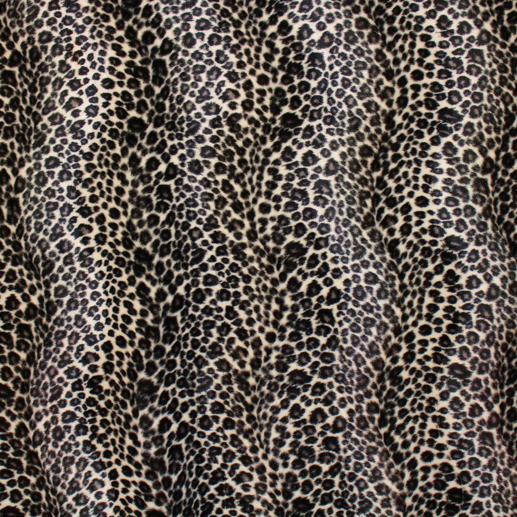 Black/White/Grey Leopard Print Faux Fur - Fabrics & Fabrics