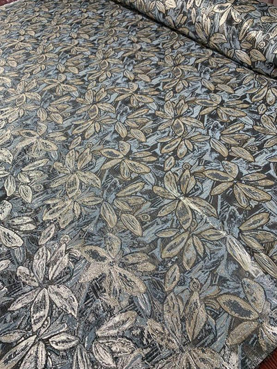 Floral Metallic Brocade - Gold / Silver / Grey / Brown