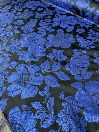 Floral Brocade - Metallic Blue / Black