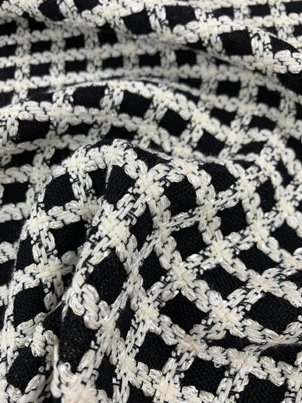 Windowpane Woven Wool Tweed Suiting - Black/White | FABRICS & FABRICS ...