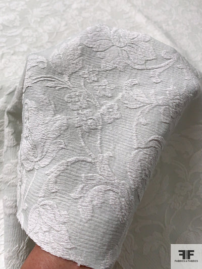 Floral Brocade - White / Lightest Mint