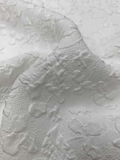 Puckered Floral Light Weight Brocade - Off-White