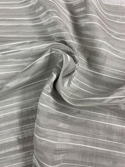 Horizontal Striped Brocade - Grey / White