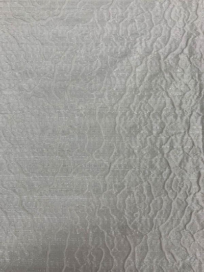 Textured Floral Light Weight Brocade with Lurex - Light Grey / Silver