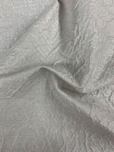 Textured Floral Light Weight Brocade with Lurex - Light Grey / Silver