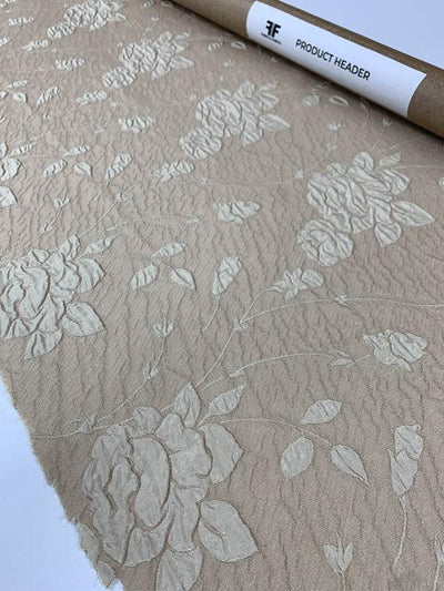 Floral Textured Light Weight Brocade - Tan