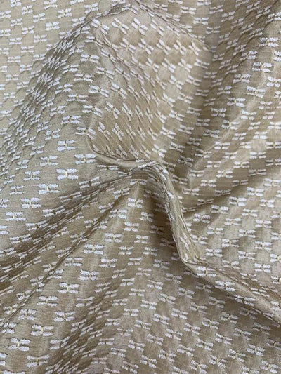 Small Pattern Chenille Heavy Taffeta Brocade - Tan / Cream