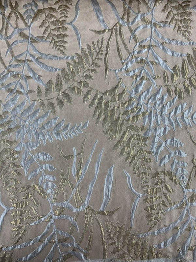 Fern Leaf Textured Metallic Brocade - Gold / Silver / Taupe