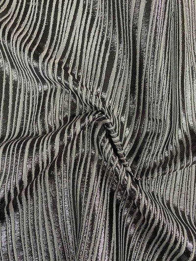 Metallic Vertical Wavy Striped Brocade - Metallic Mauve