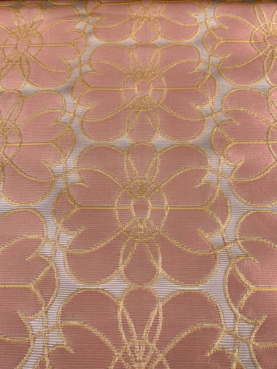 Floral Grid Ottoman Brocade - Salmon / Orange / Light Pink