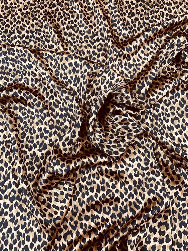 Cheetah Pattern Printed Silk Charmeuse - Deep Nude/Black | FABRICS ...