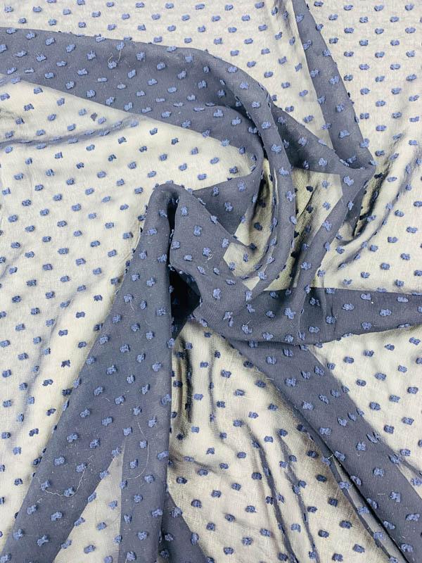 Small Dot Clip Silk Chiffon - Navy Blue | FABRICS & FABRICS – Fabrics ...