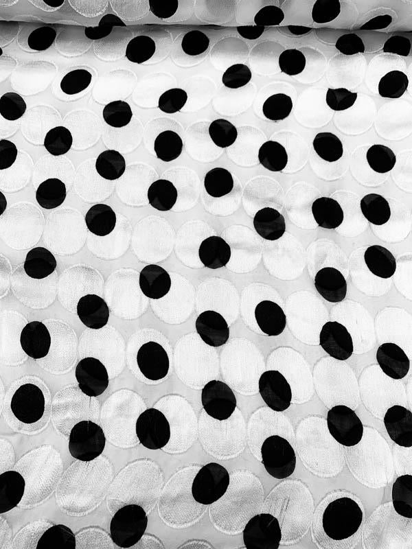 black and white polka dot chiffon fabric