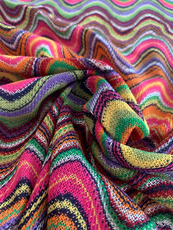 Missoni-Look Wavy Lightweight Crochet Knit - Multicolor | FABRICS ...