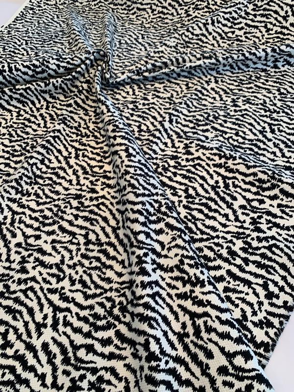 Abstract Zebra Pattern Printed Stretch Cotton Pique - Black/Ivory ...