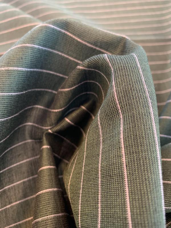 Horizontal Striped Yarn-Dyed Plain Weave Silk and Cotton - Spruce Green ...