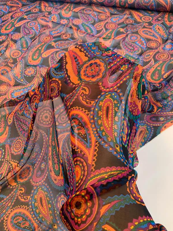 Paisley Printed Silk Chiffon - Multicolor | FABRICS & FABRICS – Fabrics ...