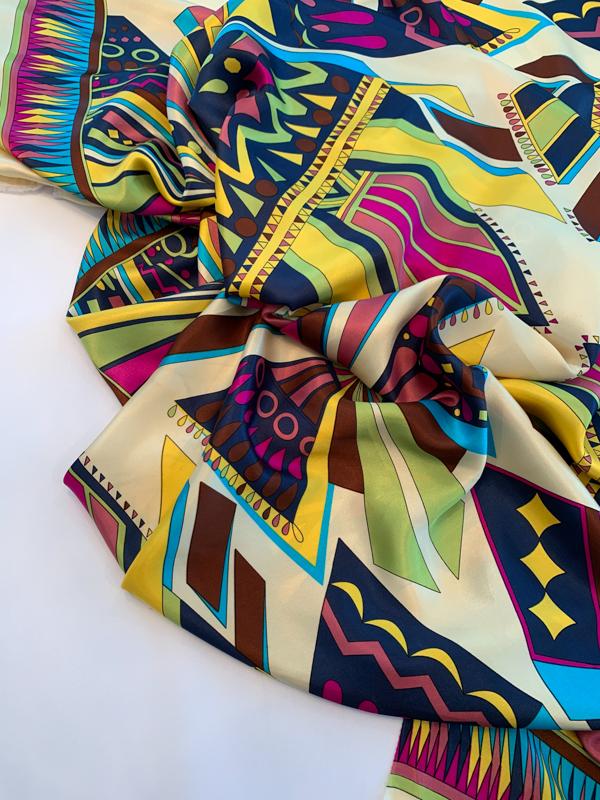 Pucci-esque Printed Polyester Charmuese - Multicolor | FABRICS ...
