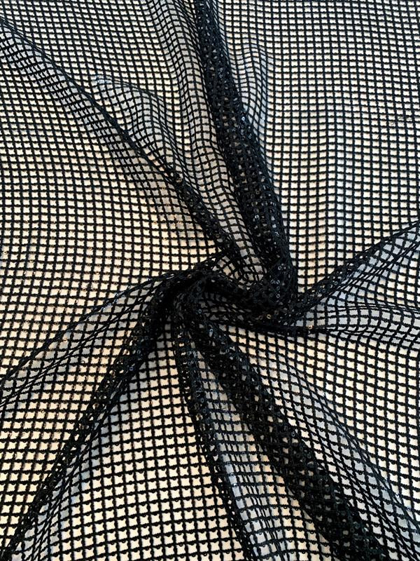 Windowpane Lace-Look Crochet with Sequins - Black | FABRICS & FABRICS –  Fabrics & Fabrics