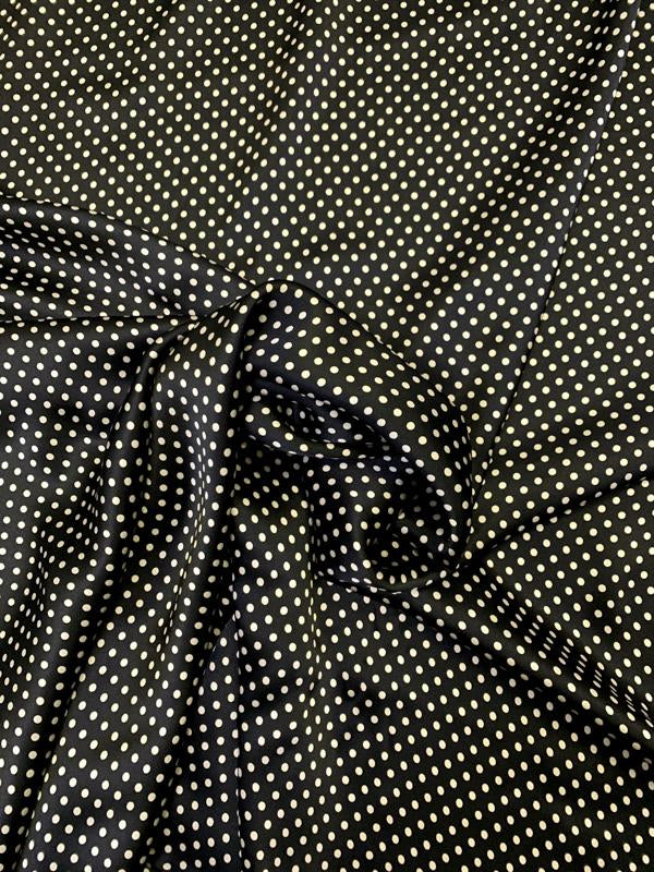 Mini Polka Dot Printed Silk Charmeuse - Black/Beige | FABRICS & FABRICS ...