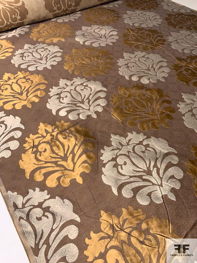 Damask-Like Regal Jacquard Brocade - Brown / Copper