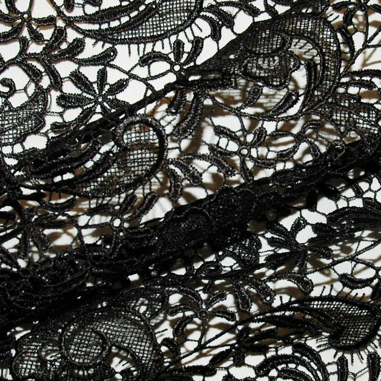 Black Floral Paisley Guipure Lace - Fabrics & Fabrics