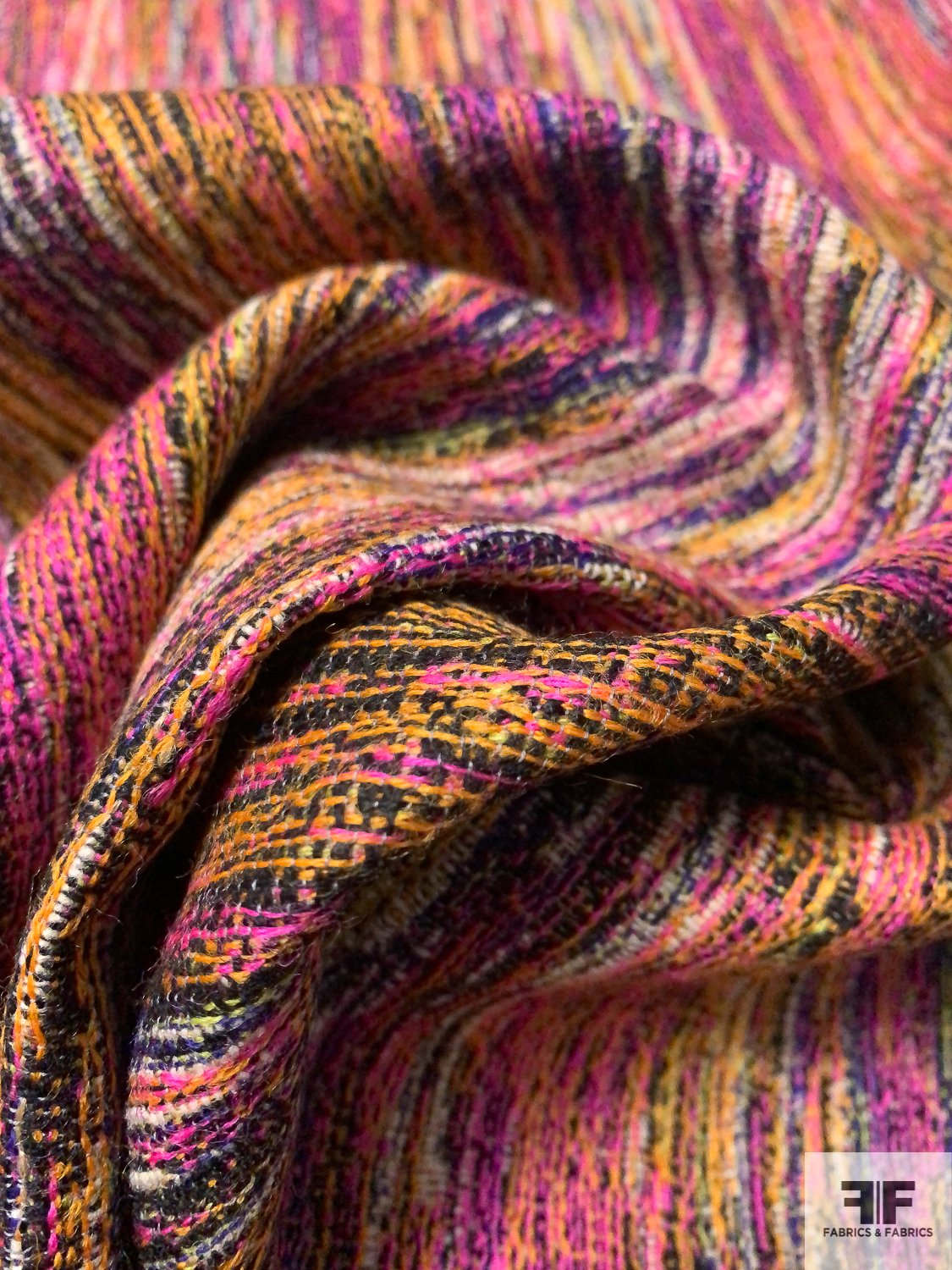 Italian Tightly Woven Novelty Virgin Wool Blend - Multicolor/Magenta ...